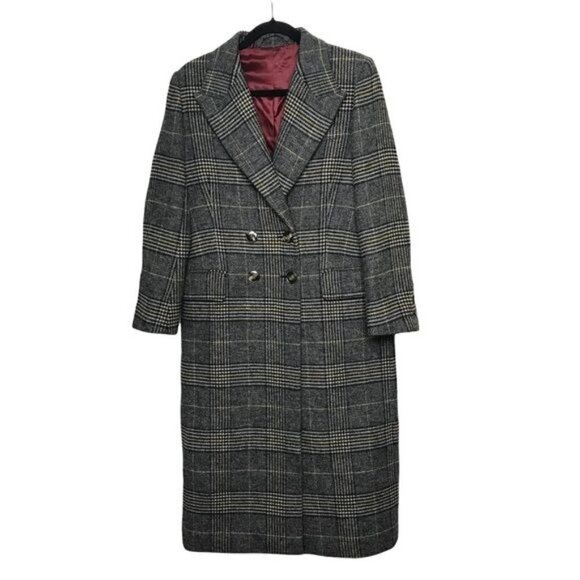 AlexaChung Jackets & Blazers - AlexaChung Gray Plaid Double Breasted Felted Coat Alexa Chung Size US 4 - 6
